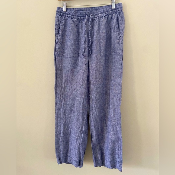 Saks Fifth Avenue Linen Chambray Relaxed Fit Wide Leg Summer lightweight Pants - Picture 6 of 6